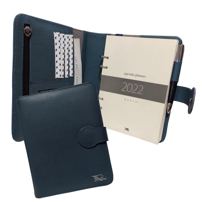 Agenda Planner Couro Raffai 2022 - Azul Jeans